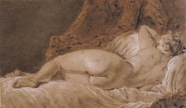 Francois Boucher Reclining female Nude seen from behind Sweden oil painting art